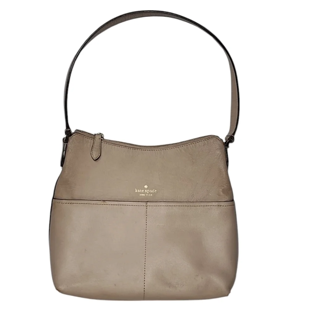 Kate Spade‎ Bailey Textured Leather Shoulder Bag Purse Handbag Beige